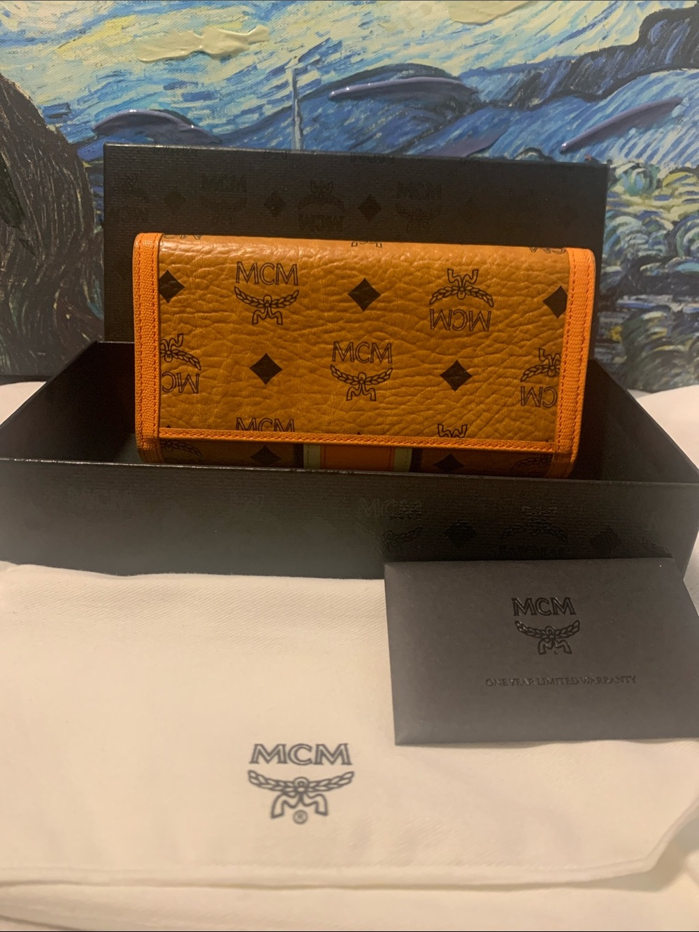 MCM Cognac and Orange Visetos Continental Wallet EUC - Picture 3 of 11